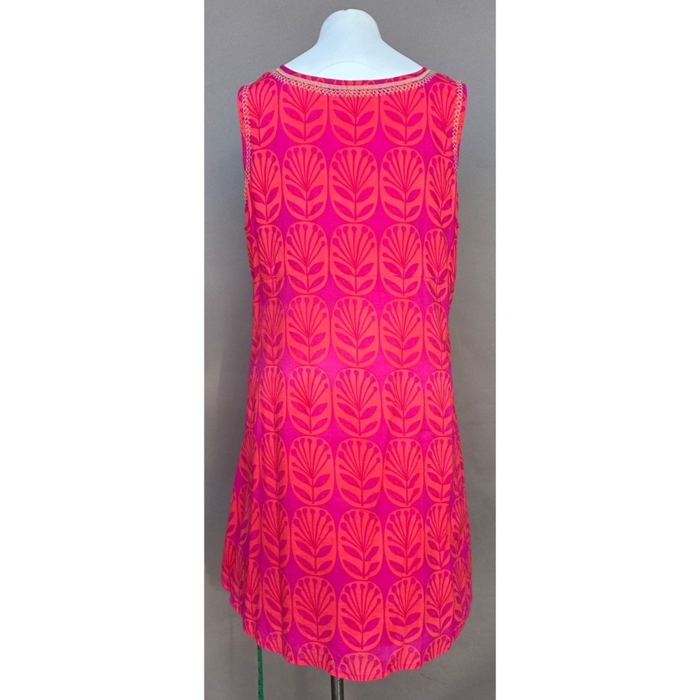 Sigrid Olsen Cotton Shift Dress 1X Sleeveless Pink Orange Zip Minimalist Coastal - Picture 4 of 13
